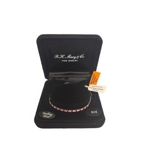 Macy's Sterling Silver Lab Ruby & White Sapphire Tennis Bracelet 6-8"